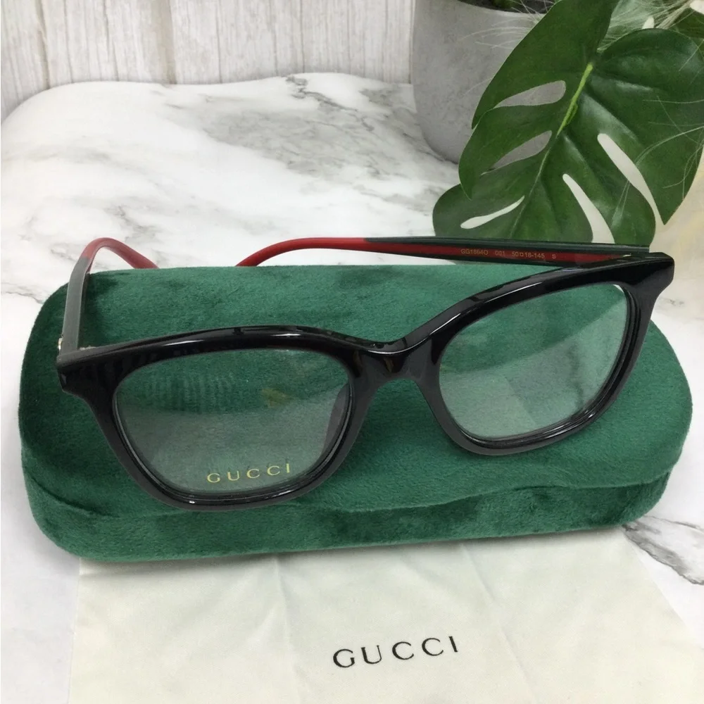 GUC Gucci Black and Red Frame Optical Glasses